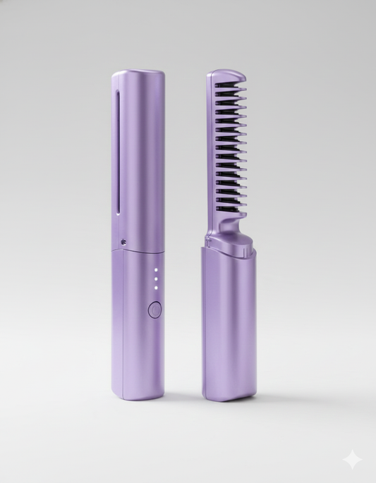 Meneflix Portable Mini Hair Straightener Cordless Rechargeable Mini Adjustable Hair Straightener Hot Comb